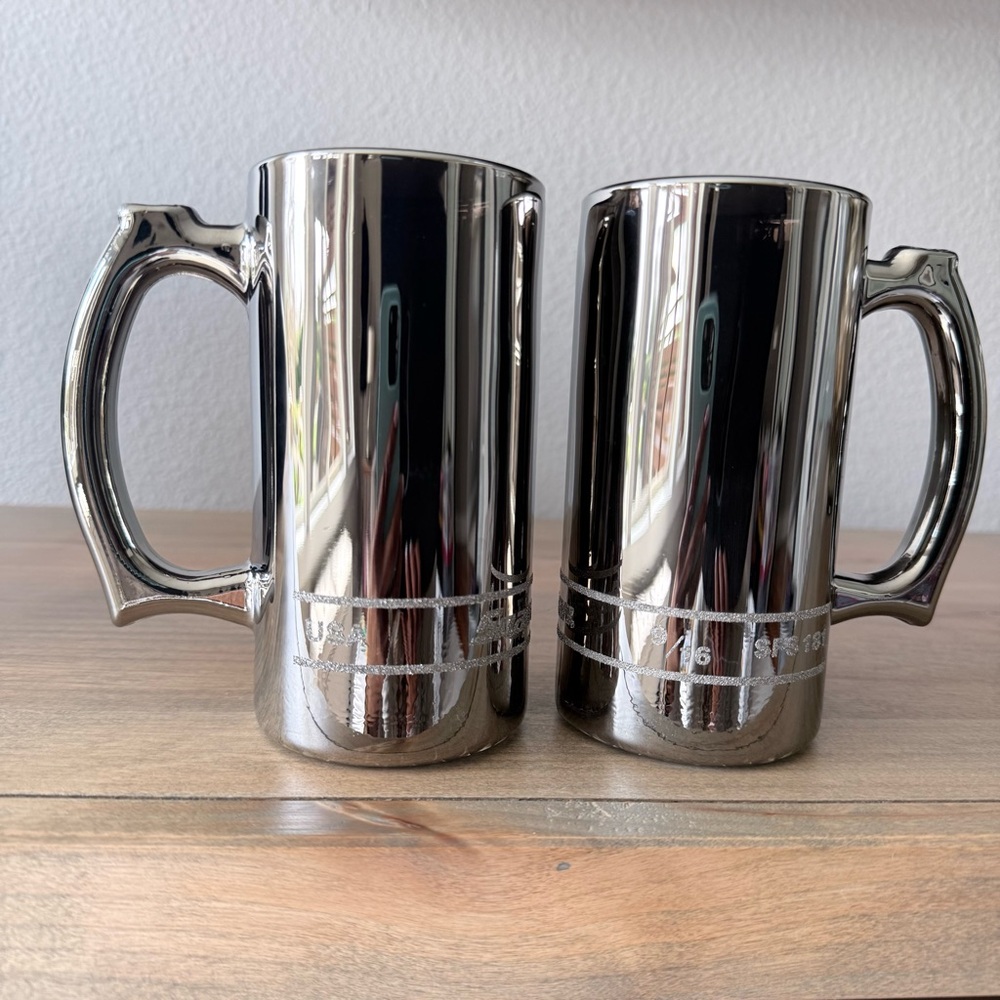 Snap on Tools 9/16 Socket glass chrome covered mugs set of two